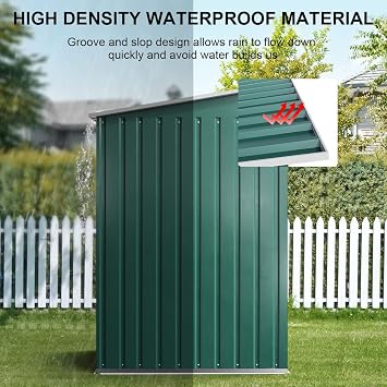 Garden Shed Outdoor Sheds Green, 8 x 4 ft Metal Garden Storage Shed Outdoor Storage Sheds with Base and Double Sliding Doors for Backyard Lawn Manor