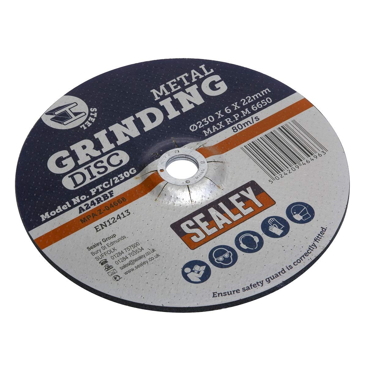 Sealey Grinding Disc Ø230 x 6mm 22mm Bore Multi Purpose Metal Grinding Discs