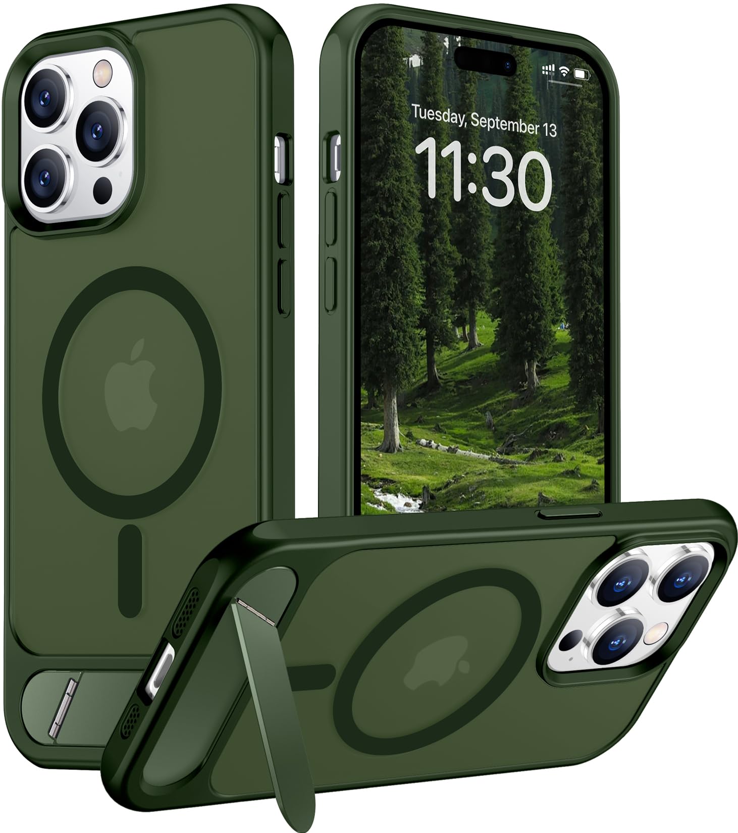 Temdan Magnetic Compatible with iPhone 14 Pro Case, [Built-in Invisible Kickstand][Compatible with MagSafe] [Military Grade Shockproof] Slim Translucent Matte Phone Case for iPhone 14 Pro 6.1"