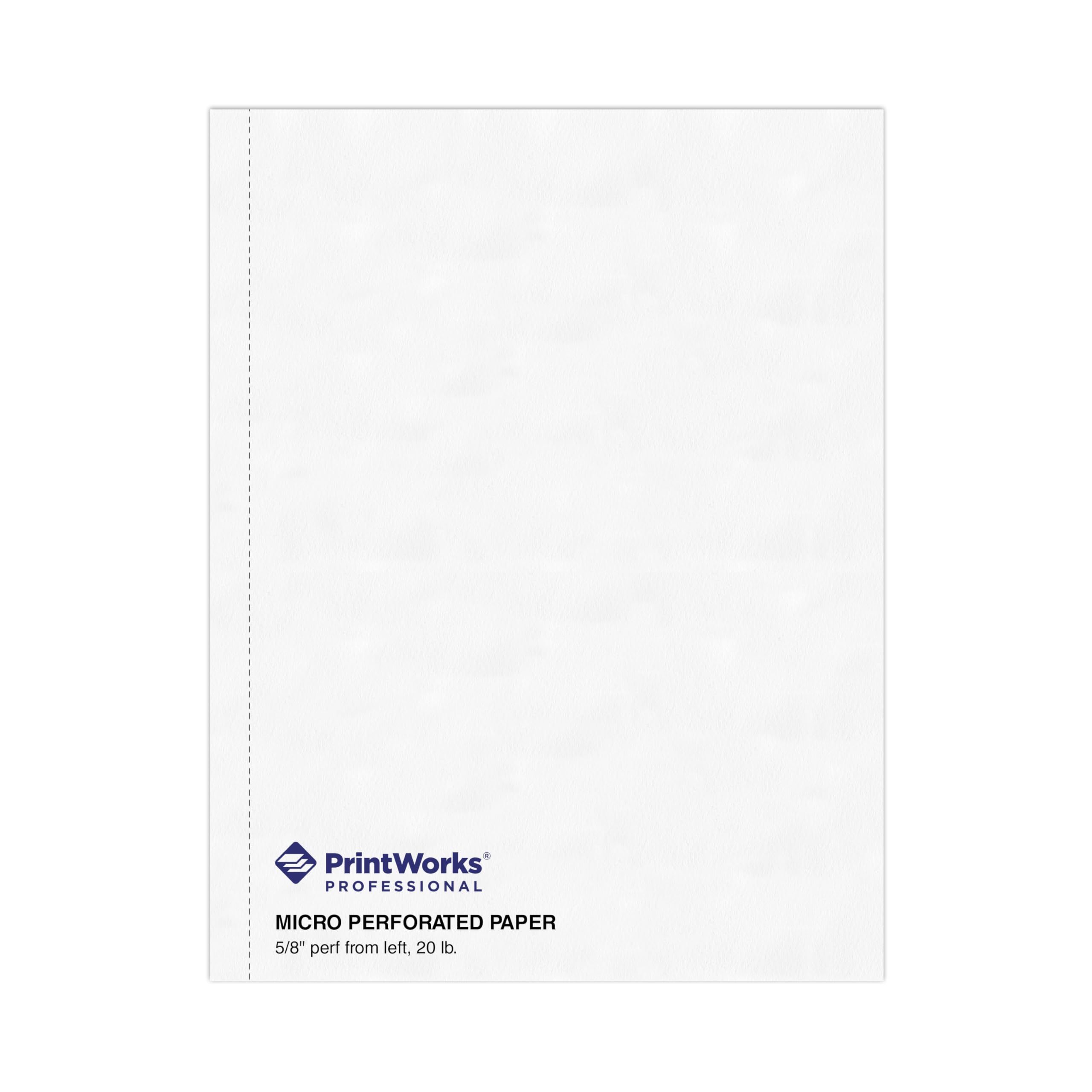 PrintWorks Professional Papel perforado para presentaciones, folletos, manuales, catálogos y más, 8,5 x 11, 9 kg, 1 vertical Perf 5/8 pulgadas desde la izquierda, 500 hojas, blanco (04107)