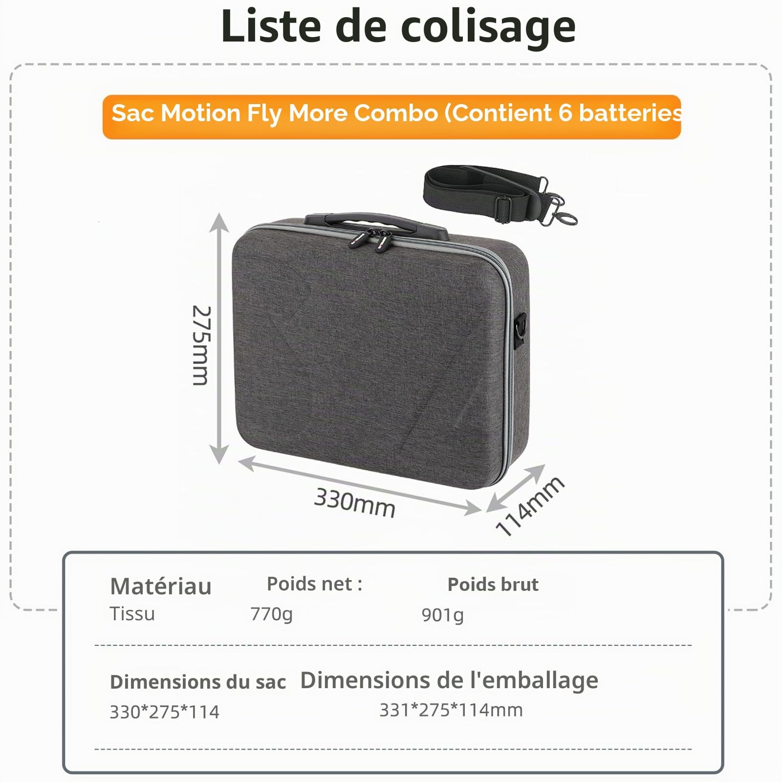 ZJRXM Sac pour DJI Neo 2 et Goggles N3, Sac de voyage portable, Sac de transport et de rangement pour accessoires DJI Neo 2, Goggles N3, RC Motion 3