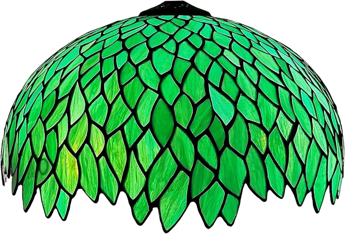 Tiffany Lamp Shade Replacement, W16H9 Inch Stained Glass Wisteria & Leaves Style Lampshades, Only Handmade Retro Cover Replacement for Table Lamp Pendant Light Floor Lamp Ceiling Fixture,Green