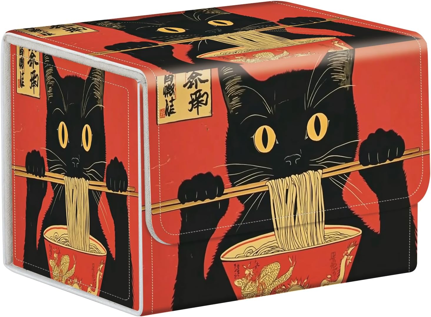 Trading Card Deck Box for MTG Commander,Cat Eating Ramen