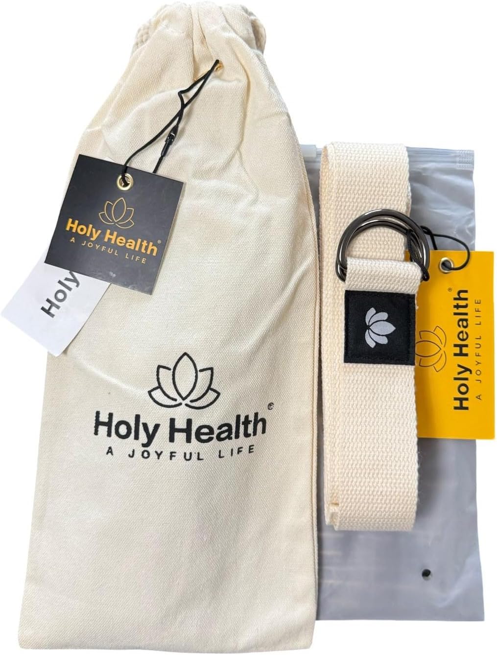 8ft Yoga Strap with Metal D-Ring – Premium Cotton Blend Stretching Strap for Flexibility, Pilates & Rehab – Adjustable, Durable & Soft – High-Quality Material