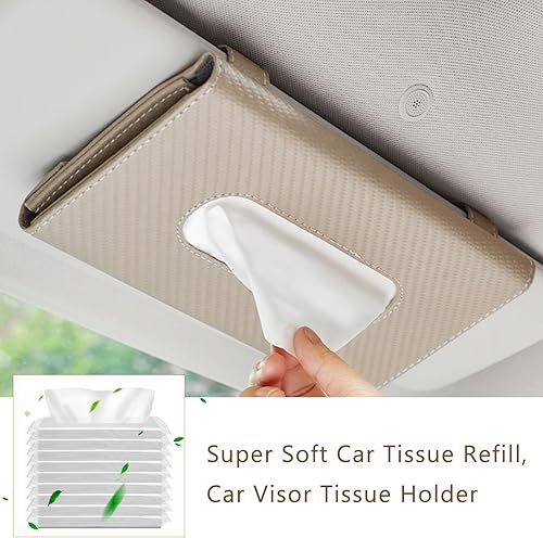 Miniatura 3 de Recambio de pañuelos para automóvil, 9 paquetes de recambios para soporte de pañuelos para visera de automóvil, relleno de caja de pañuelos para