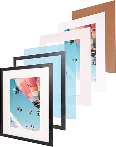 Miniatura 4 de The Display Guys - Juego de marcos minimalistas de madera negra, vidrio templado, 18 x 24 pulgadas, mate a 12 x 18 pulgadas, para colgar en la