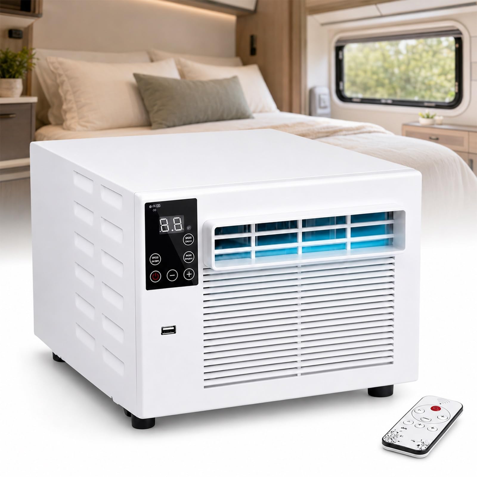 Sxqych White Portable Mini Air Conditioner, 1881 Btu Fast Cooling, 550W Energy Saving