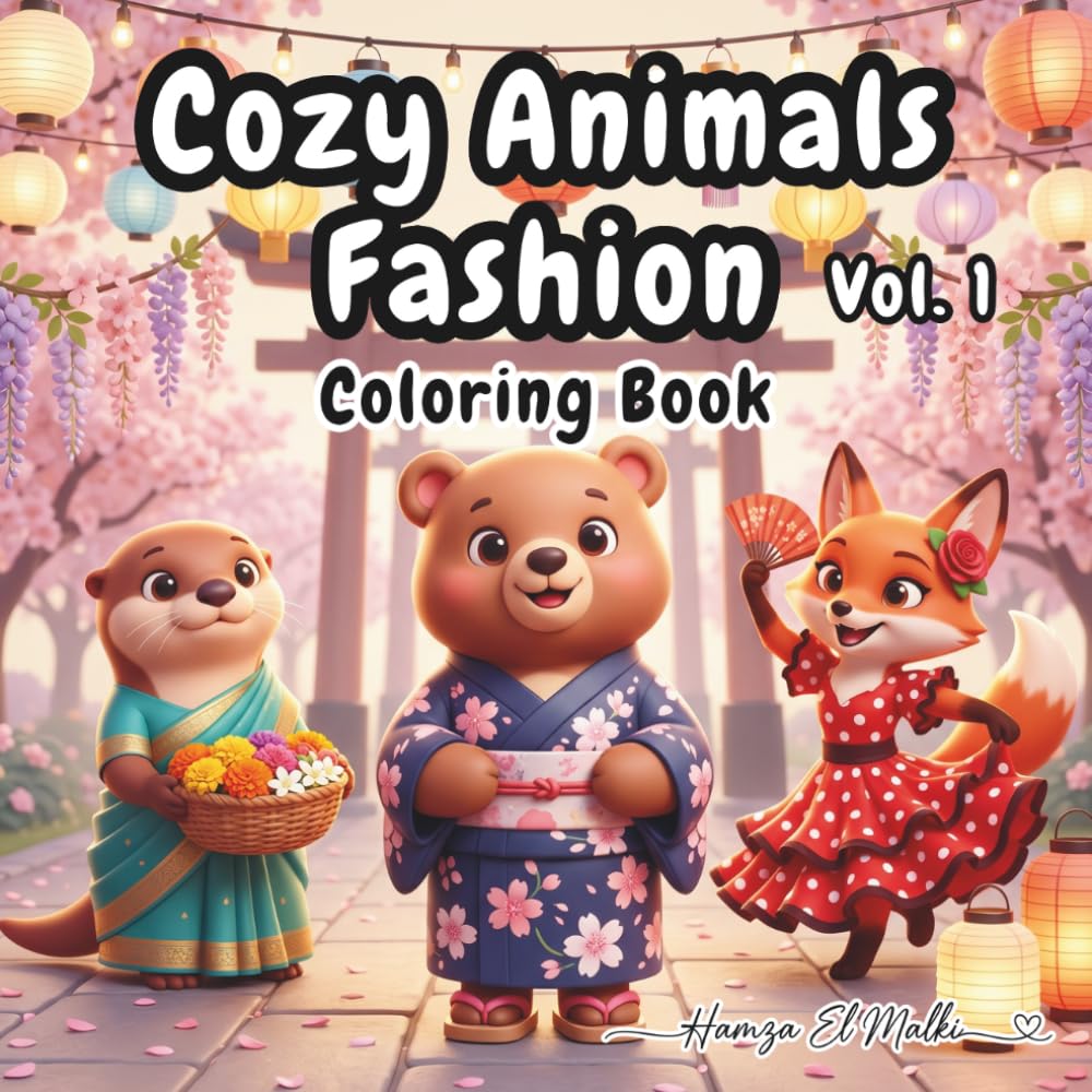 Cozy Animals Fashion: Cute Coloring Book for Adults and Teens with Global Fashion Adventures and Cozy Cultural Designs for Relaxation