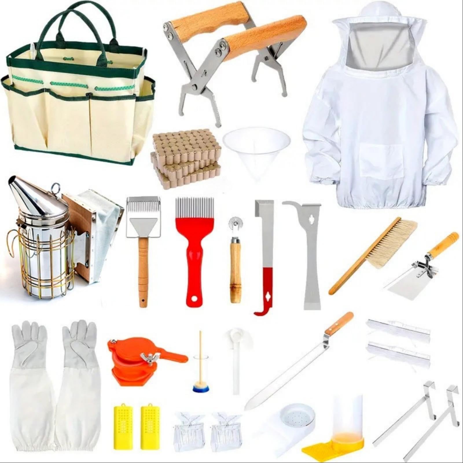 Juego de Herramientas apicultura 24 piezas, Kit for principiantes , herramientas y suministros Portátil y reutilizable(24-piece set)