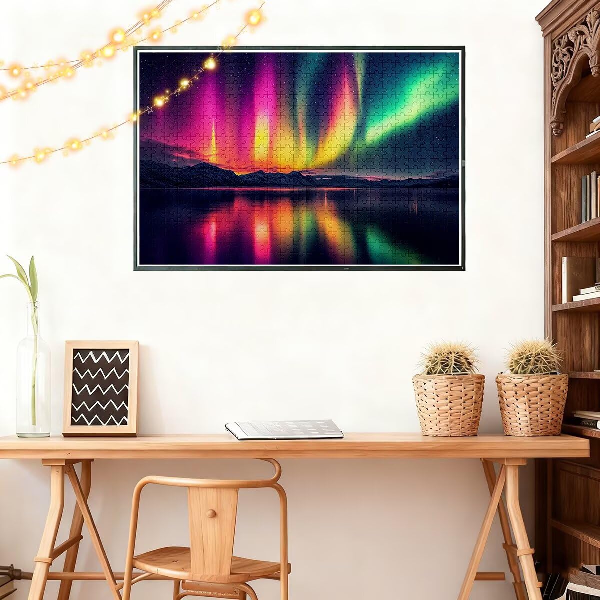 Puzzle 1500 elementów, krajobraz, drewniane puzzle dla dorosłych, Aurora, puzzle dla dorosłych, 87 x 57 cm, Impossible Classic Jigsaw gra zręcznościowa dla całej rodziny, przyjaciół, jako prezent