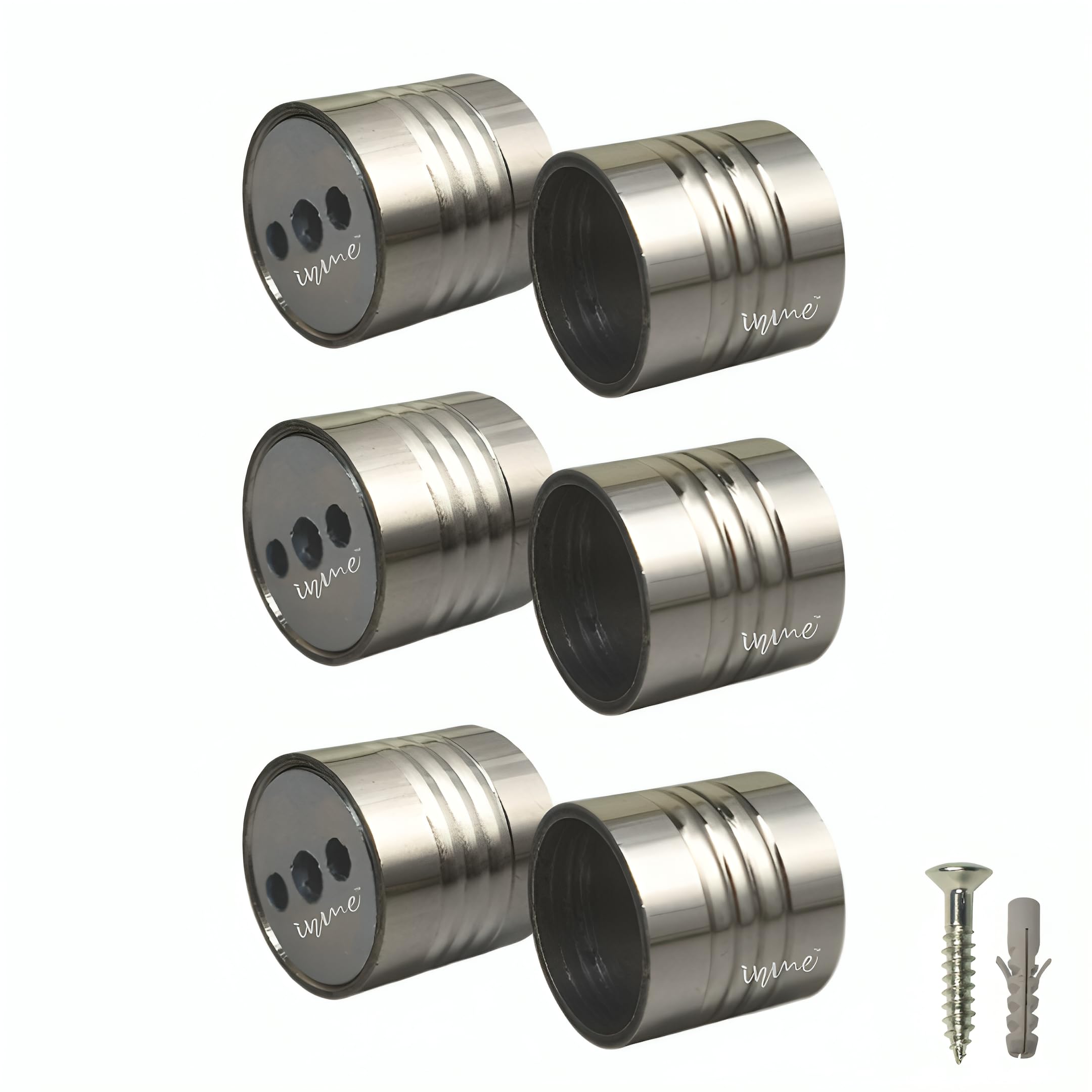 inme Heavy-Duty Stainless Steel Concealed Curtain and Wardrobe Rod Holder/Bracket - 1 Inch Glossy Silver With Screws & Wall Plugs Included (Pack of 6)-picture-11