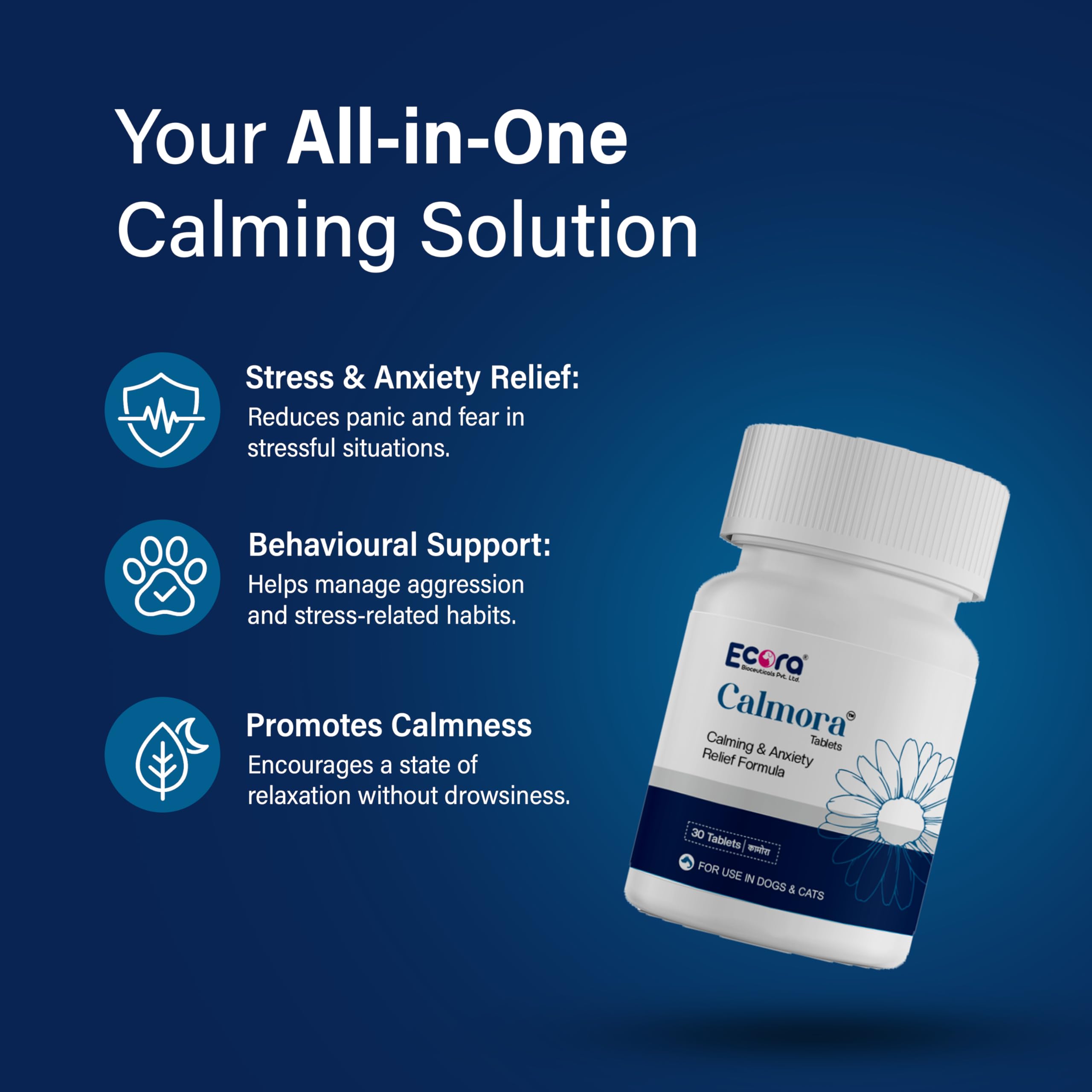 Calmora Tablets for Pets β Complete Nervine Care | Supports Calming & Stress Relief | 30 Tablets 2