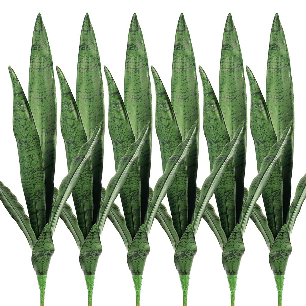 Melorca&Guilla Artificial Snake Plants 6PCS 30“ Tall Fake Snake Plant,Fake Agave Faux Snake Plants Sansevieria Artificial Greenery for Garden Shop Office Home Décor