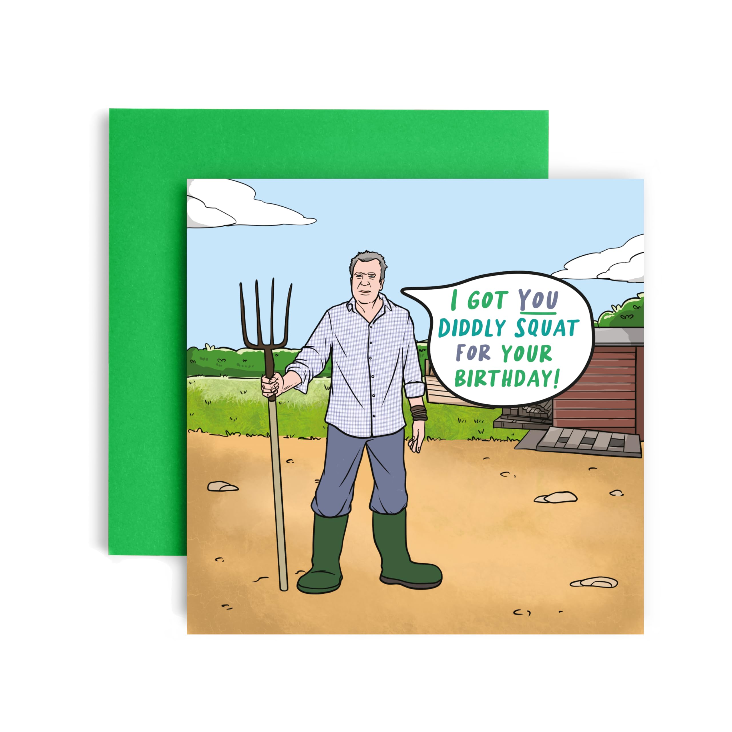 HuxtersHuxters Birthday Card for Him Dad Got you Diddly Squat Clarkson Farm card from Daughter Son Men- 14.8cm (Birthday Fork)