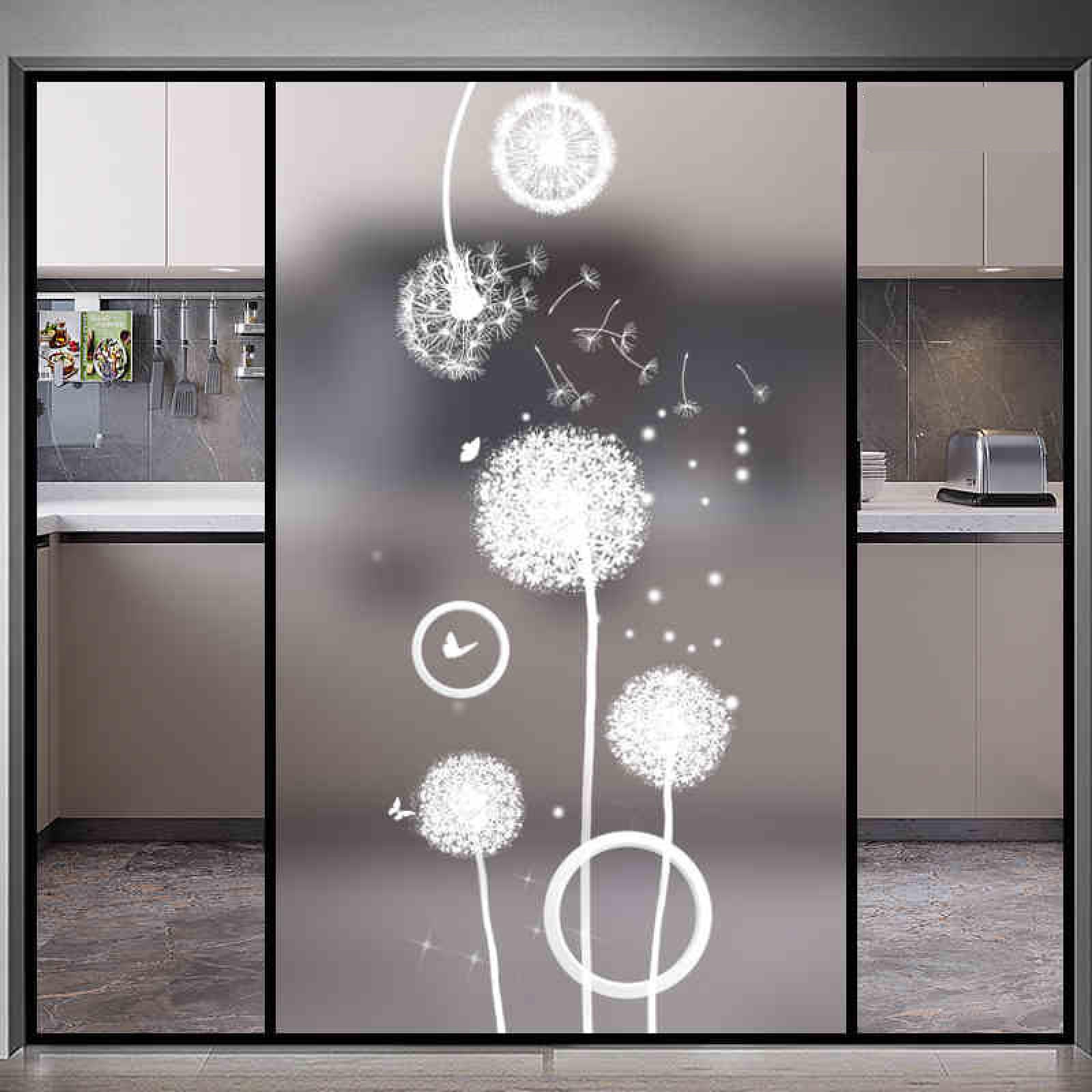 Window Film Privacy Dandelion Glass Frosted Privacy Film For Glass Windows Static Cling No Glue Window Films Covering Self Adhesive Anti Uv For Office Bathroom Home 70x100cm/1pcs