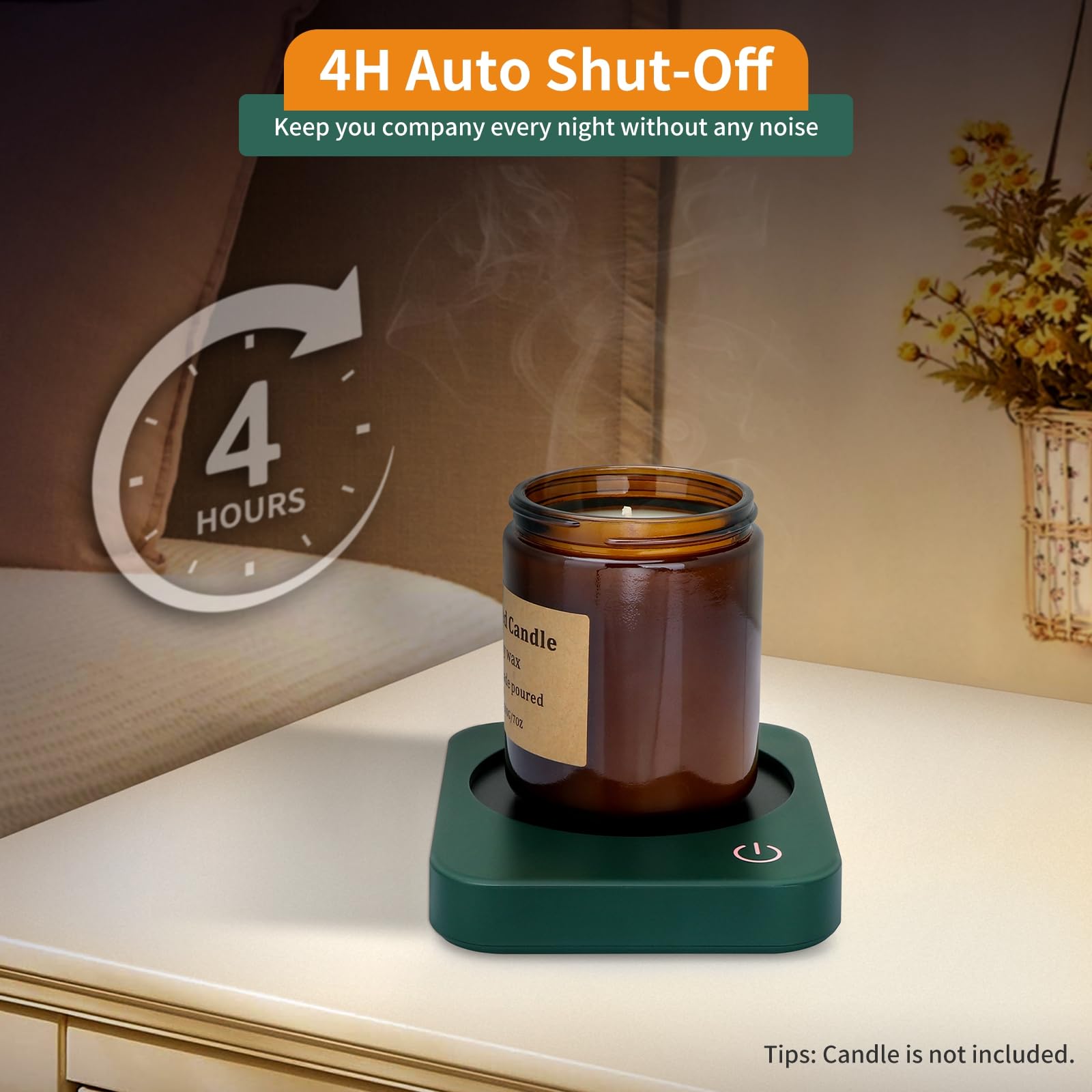 Juego de calentador de taza de café con apagado automático, juego de regalo de taza de café de 15 onzas, 3 ajustes de temperatura, calentador de taza de café y calentador de velas portátil para 4