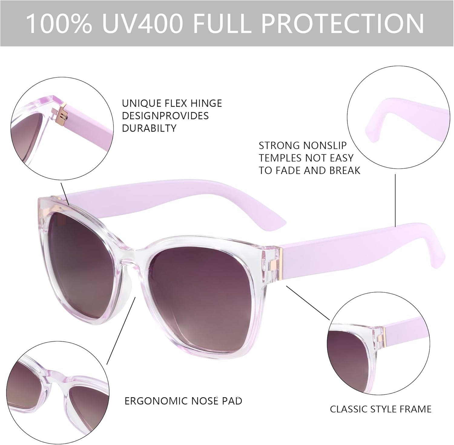 ZENOTTIC Cateye Polarized Sunglasses for Women - Oversized Sun Glasses UV400 Protection Retro Shades Designer Style - Image 5