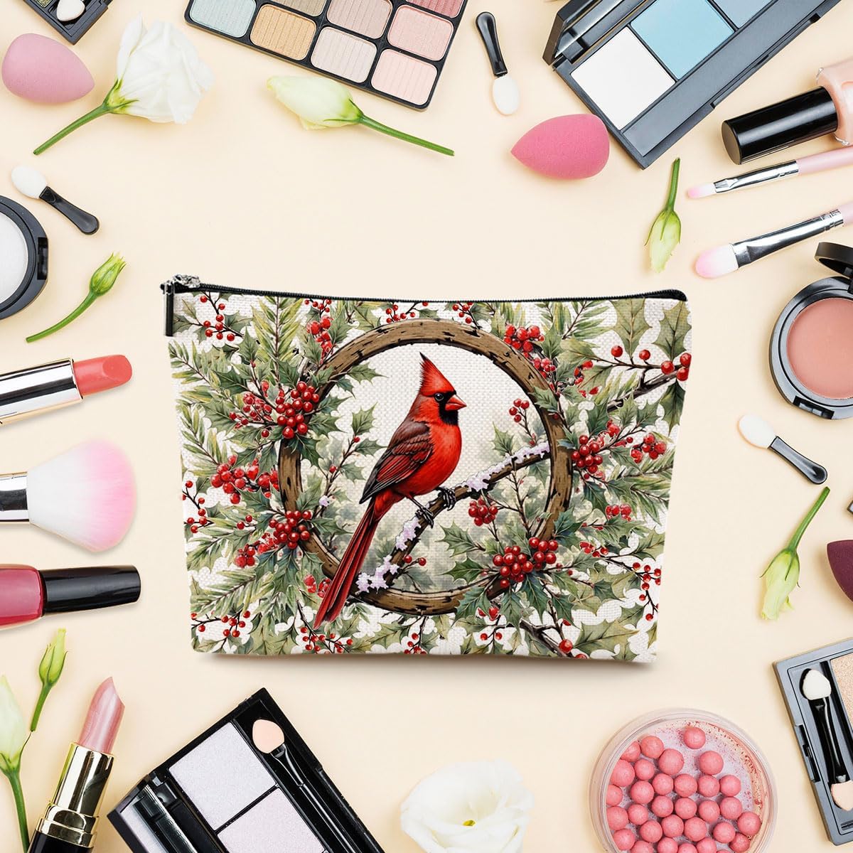 LONGXIN Cardinal Cosmetic Bag Cardinal Gifts Small Makeup Bag Travel Toiletry Makeup Organizer Zipper Pouch Christmas Thanksgiving Birthday Gifts for Women Girls Friend Sister Her - Image 4