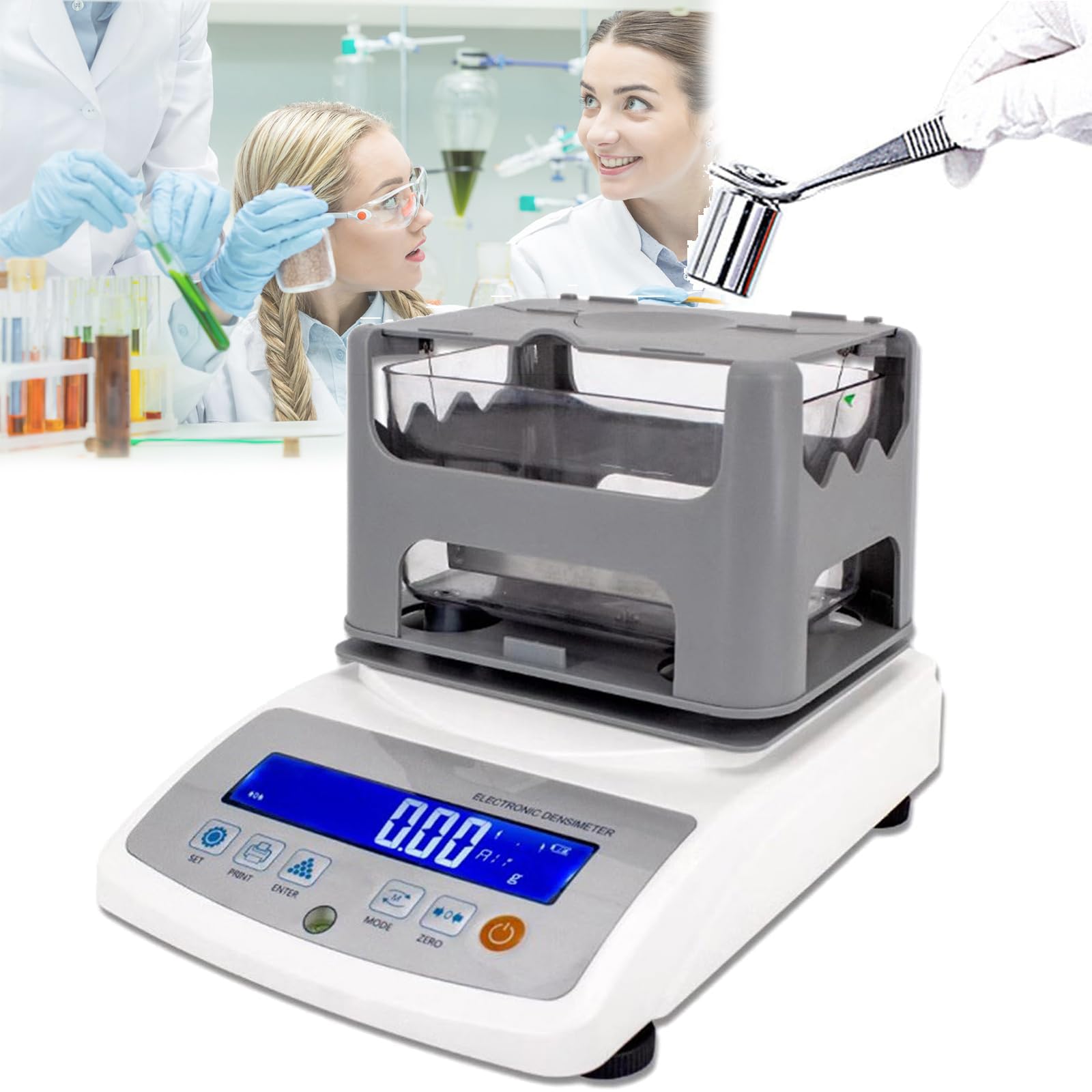 Densímetro Electrónico De 0,001 G/cm³, Hidrómetro Electrónico Multifuncional Sólido/líquido, Datos Imprimibles, Pesaje Máximo: 300 G, Pantalla LCD, Seguimiento Automático De Cero,A