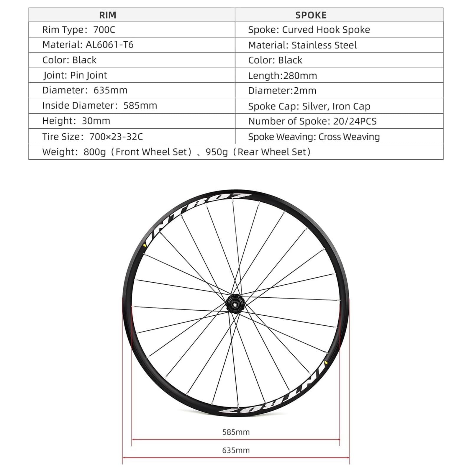 Amazon | 700C 固定ギア自転車 ホイールセット100mm/120mm ピスト