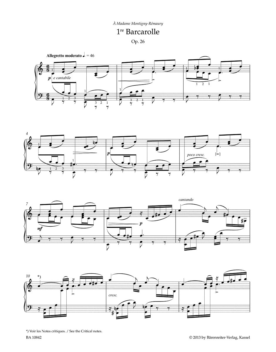Barcarolles. Spielpartitur, Sammelband, Urtextausgabe
