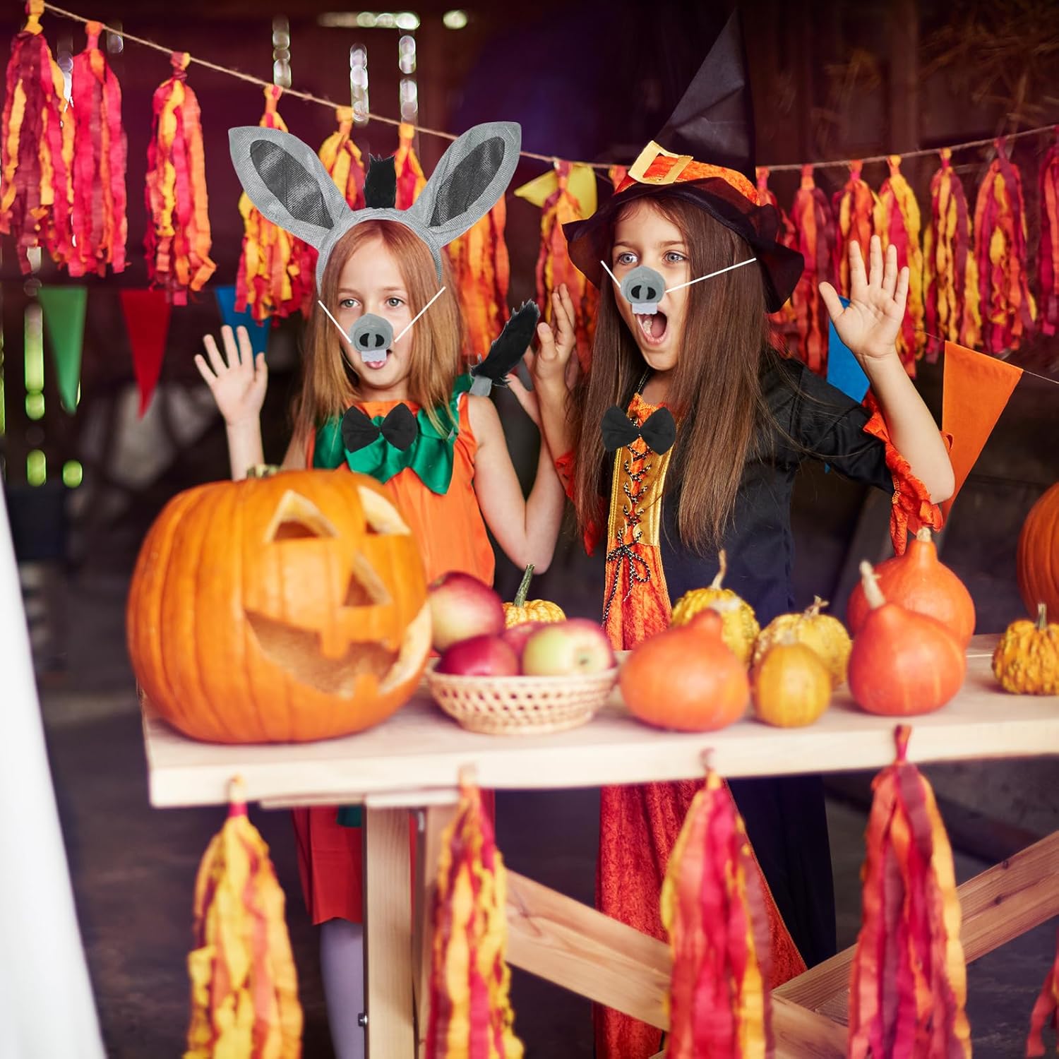 4-Piece Donkey Costume Accessory Set - Donkey Ears Headband, Bow Tie, Tail, and Nose Mask for Halloween, Dress-Up Parties, Cosplay, and Animal-Themed Party Supplies for Adults Kids - Image 5