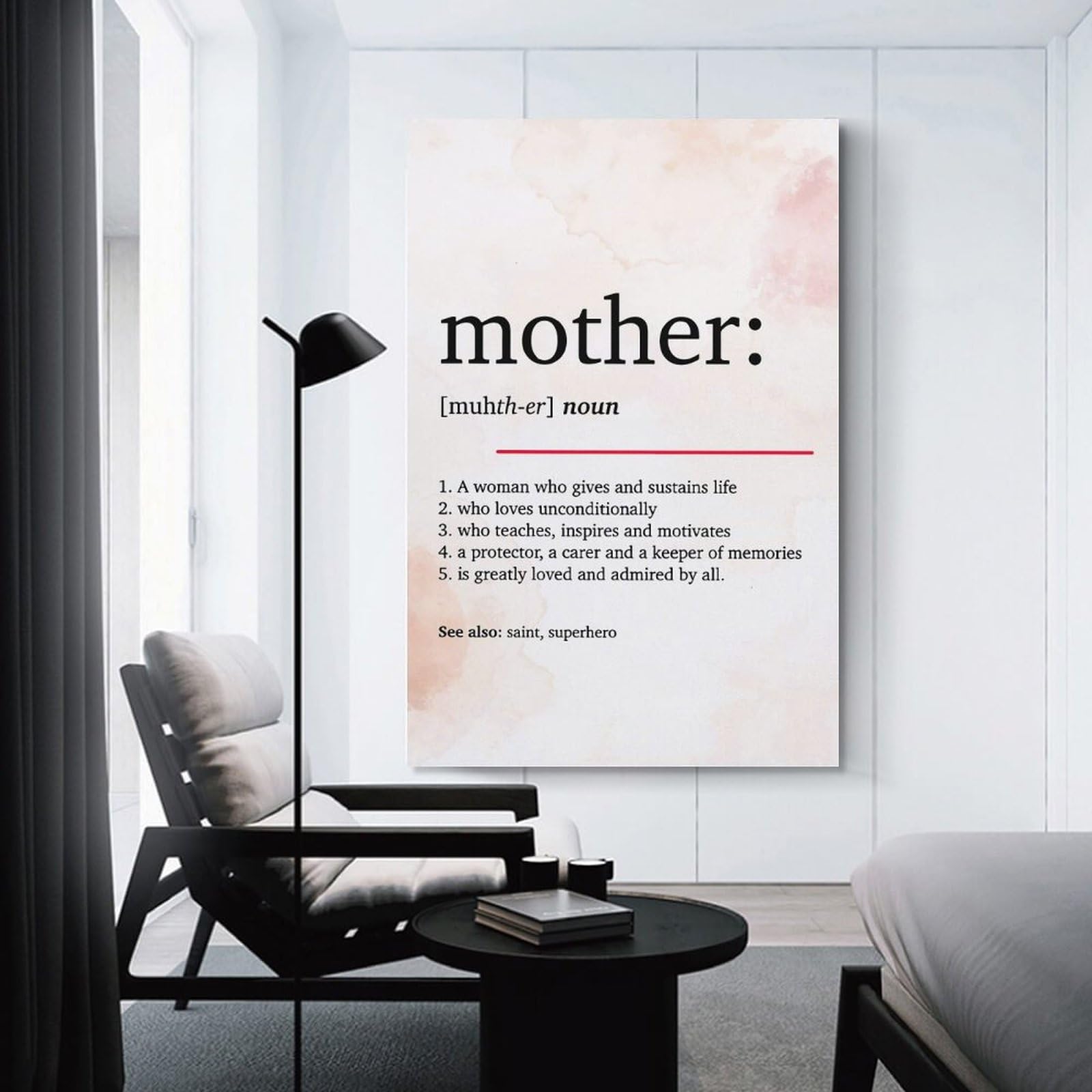 Junmoney Mother Definition Mom Canvas Wall Picture, 16x24inch(40x60cm), for Home, Office, Studio Or Guest Room, A Flexible Wall Accent for Shared Spaces