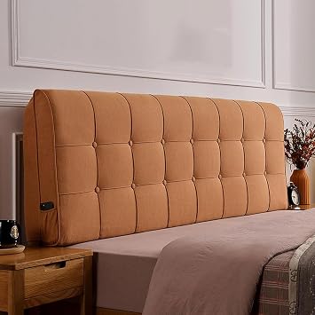 Headboard Bed Pillowboard Wall Pillow Large Backrest Wedge Lumbar Support Cushion,Rectangle Pillow Removable Sofa Bed Bunk HeadboardSizeNo headboard 79"/200cm,ColorBrown