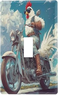 Decorative Light Switch Cover Chicken Rooster Motorcycle Electrical Receptacle Faceplate Wall Plate Decorative Switch Plates for Bedroom Bathroom Decor Toggle