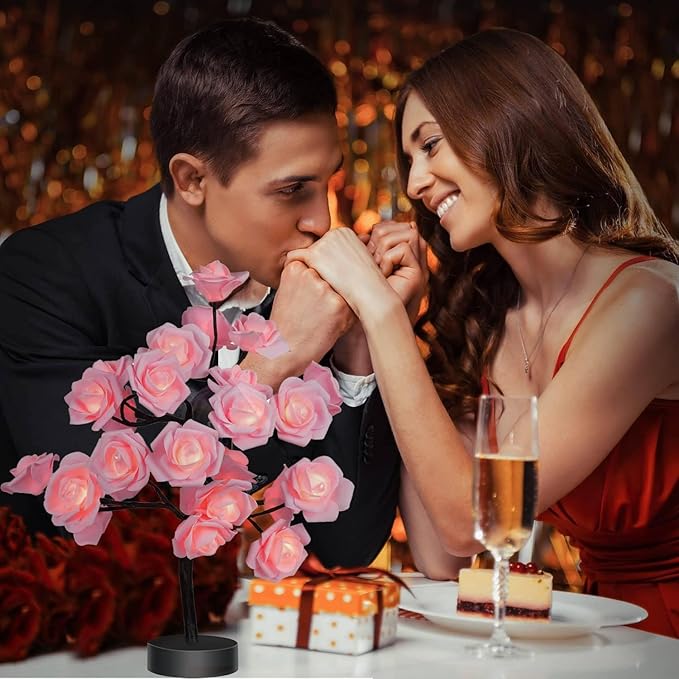 COLORLIFE COLORLIFE Birthday Mother's Day Valentine's Day Christmas Gifts for Mom Women Daughter Wife Girlfriend Sister Pink Flower Rose Tree lamp Cute Room Decor for Bedroom Livingroom photo 2