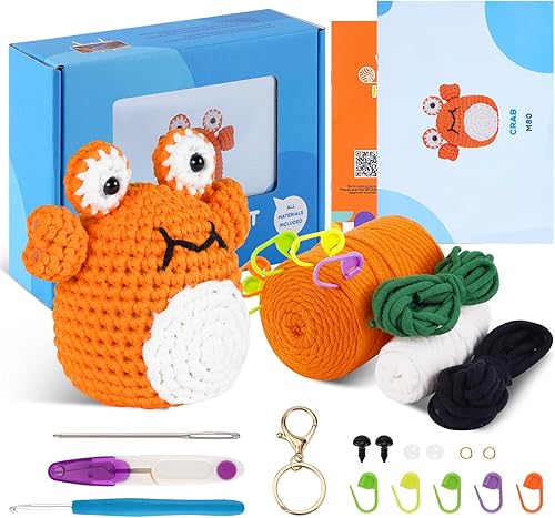 WILSHIN Kit de ganchillo para principiantes - Animales de ganchillo fáciles de iniciar, juego de ganchillo todo en uno con ganchos de ganchillo de