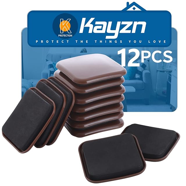 Furniture Sliders 12pcs 3 inch Square Furniture Moving Kits Carpet Sliders for Moving Furniture Heavy Duty Furniture Movers