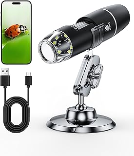 Wireless Digital Microscope Camera for Phone, 1000X Magnification with WiFi, Stand & 8 LED, Portable Microscope Compatible with Android iOS iPhone, Handheld Microscope for Students Adults Kids