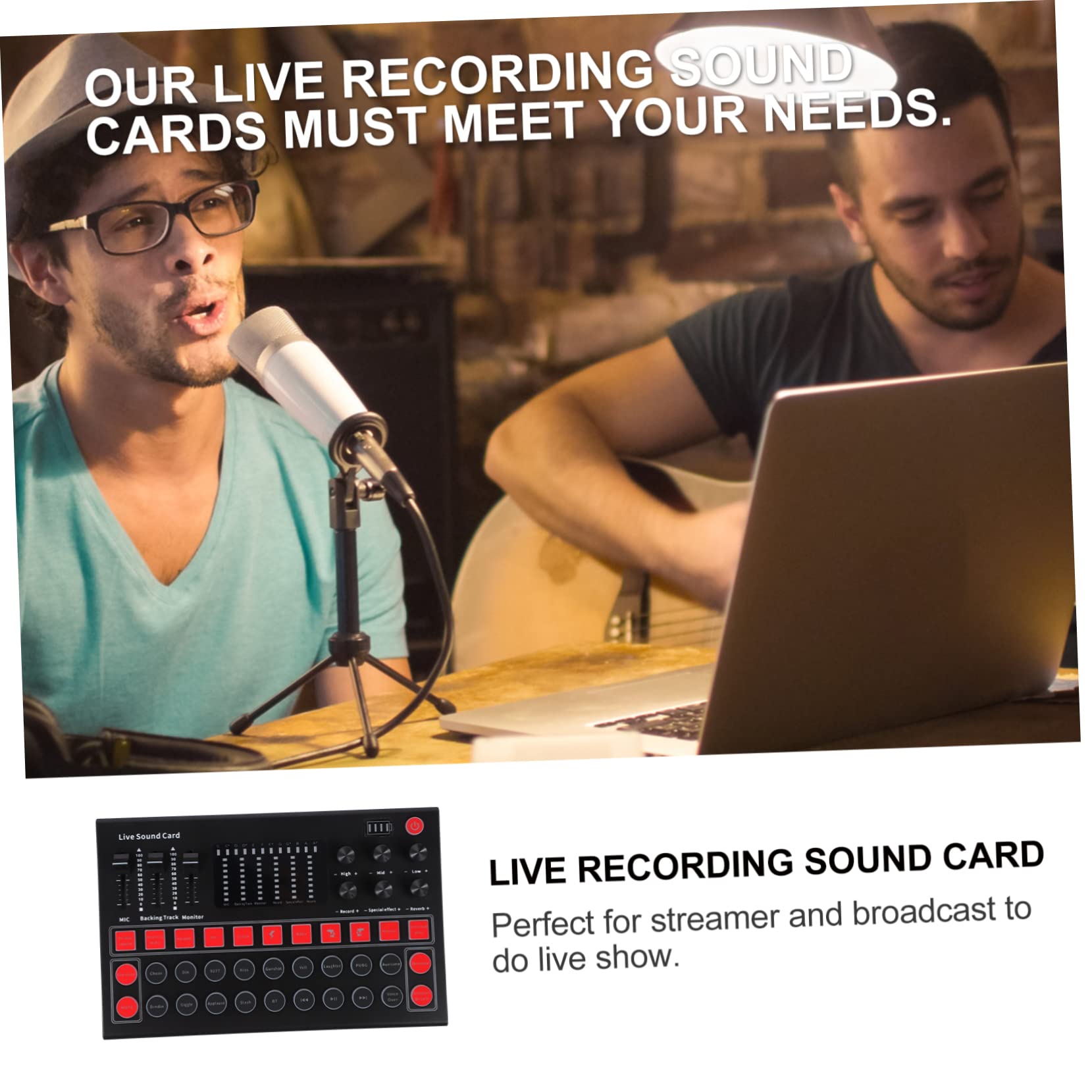 DIYEAH Versatile Portable Voice Disguiser Sound Card for Live Streaming and Gaming Audio Mixer Chip for Karaoke Broadcast and Recording Compatible Mobile Phones