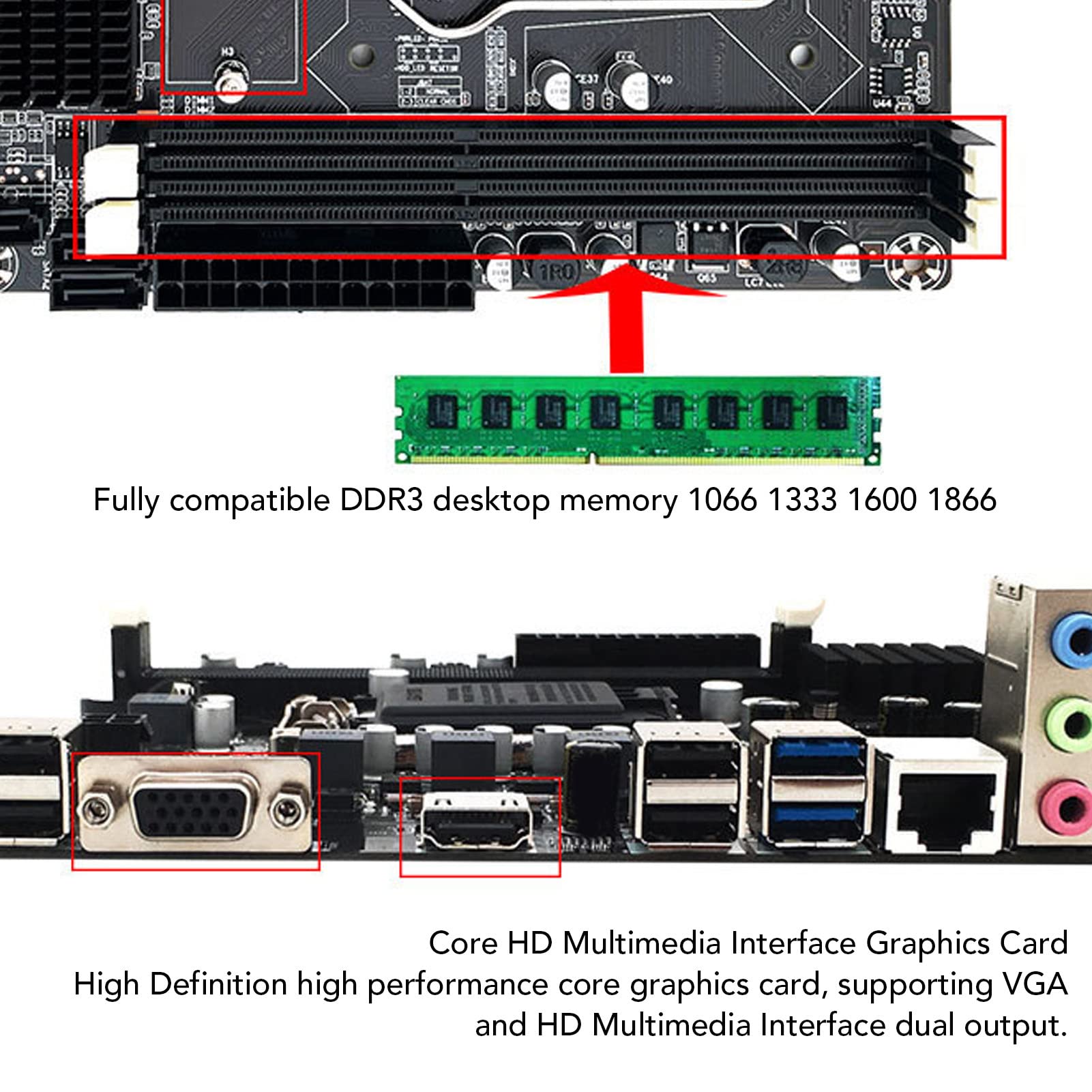 Gaming Motherboard DDR3, 1155 Pin 2 DDR3 100M Mining Motherboard with Support for Corei7, I5, I3 (LGA1155) Core Processors, Support Digital High-definition Video Output Gaming Motherboard DDR3, 1155 Pin 2 DDR3 100M Mining Motherboard with Support for Corei7, I5, I3 (LGA1155) Core Processors, Support Digital High-definition Video Output