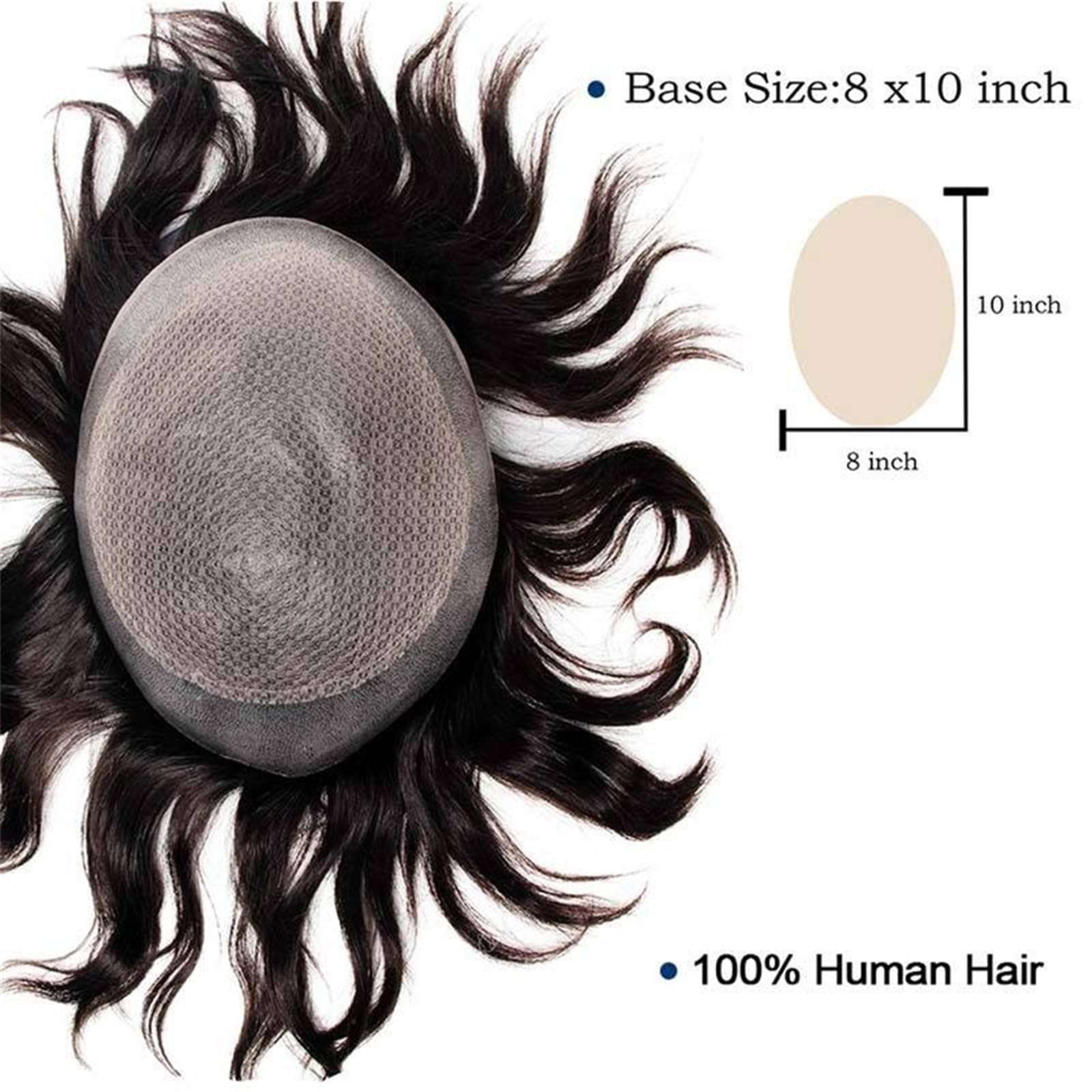 Styling Human Hair System męski tuupet z koronką, wtryskiwana skóra PU (1C – czarna, 8 x 10)