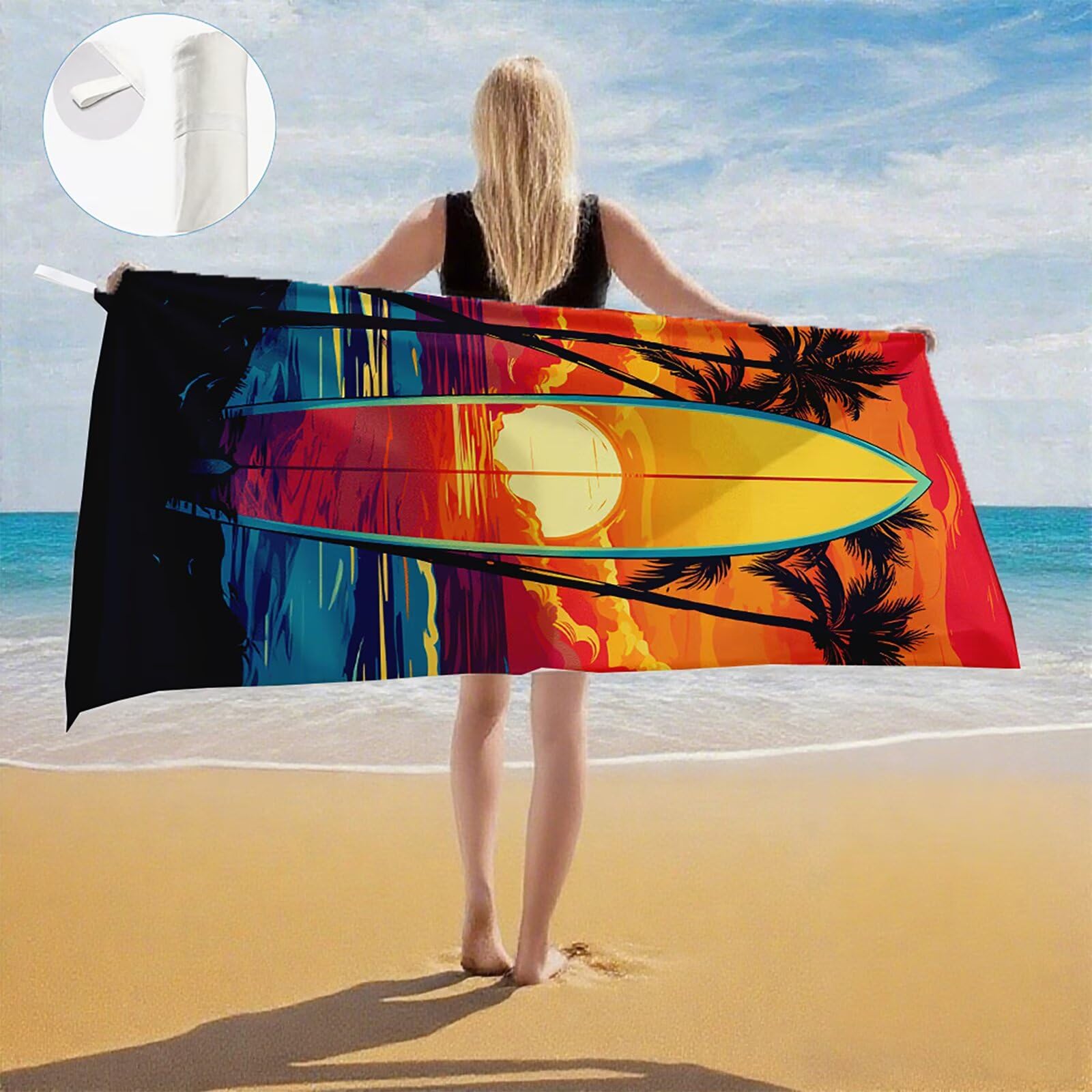 Telo Mare Microfibra, Telo Mare Grande 200x100 cm Set da 2, Antisabbia Asciugatura Rapida Assorbente Salvietta da Spiaggia Asciugamano per Palestra Piscina Viaggi Picnic, Regali Donna Estate Q-767