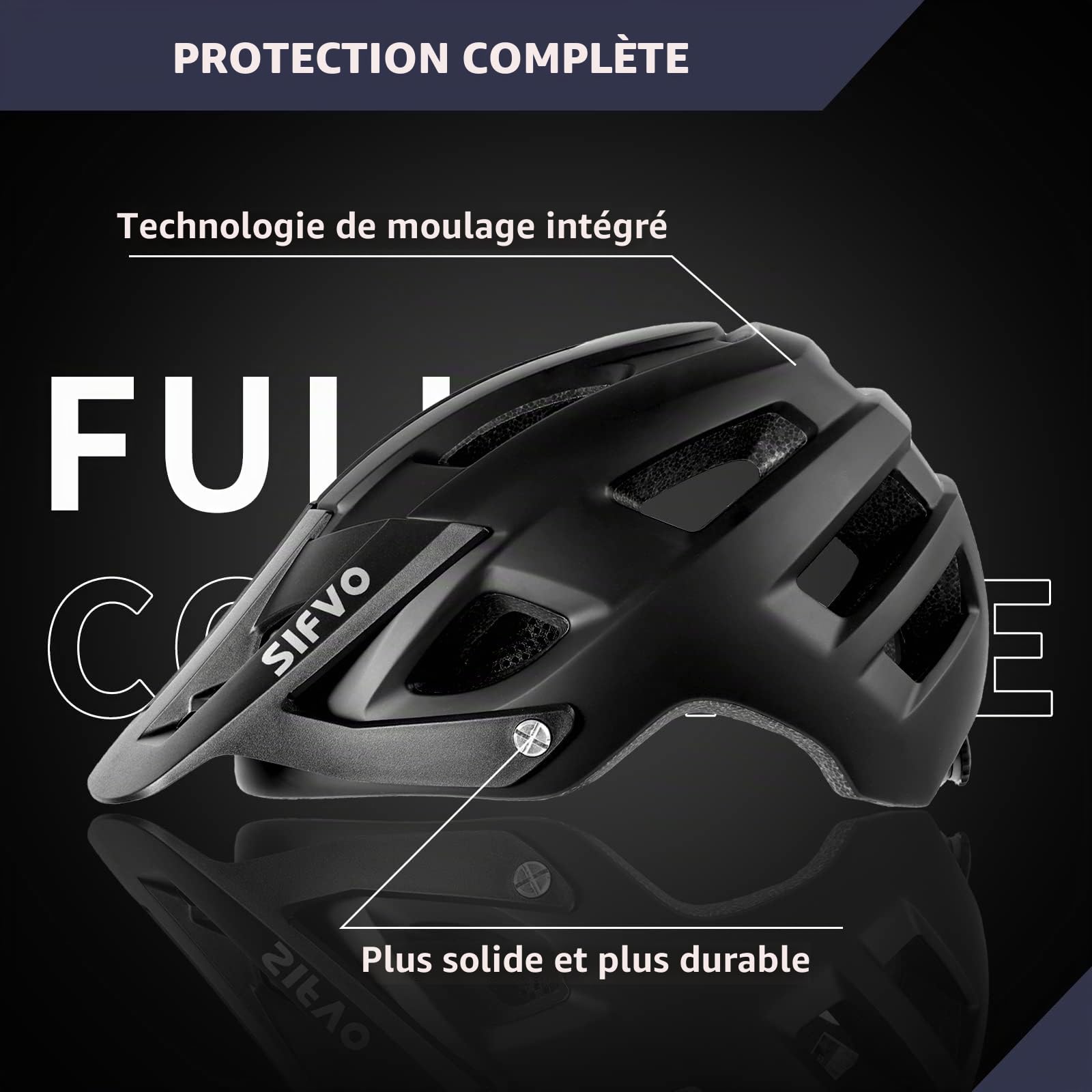 SIFVO Casque Velo Homme Femme, Casque Velo Route avec Visière Casque Velo Adulte Casque Velo VTT Multi-Sport Sûr et Confortable 54-62cm 【M/L】