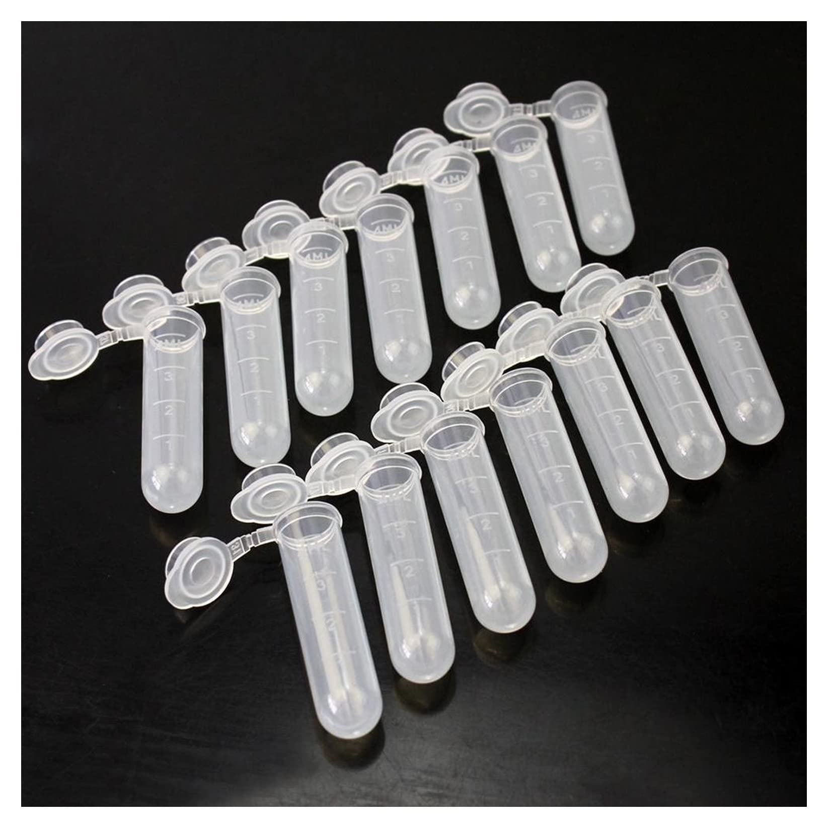 Tubos de ensayo de plástico 100PCS/set Botella de muestra de plástico de 5 ml Botella pequeña Tubo de ensayo Mini botellas Contenedores de almacenamiento Tubos de ensayo de plástico blanco con tapas