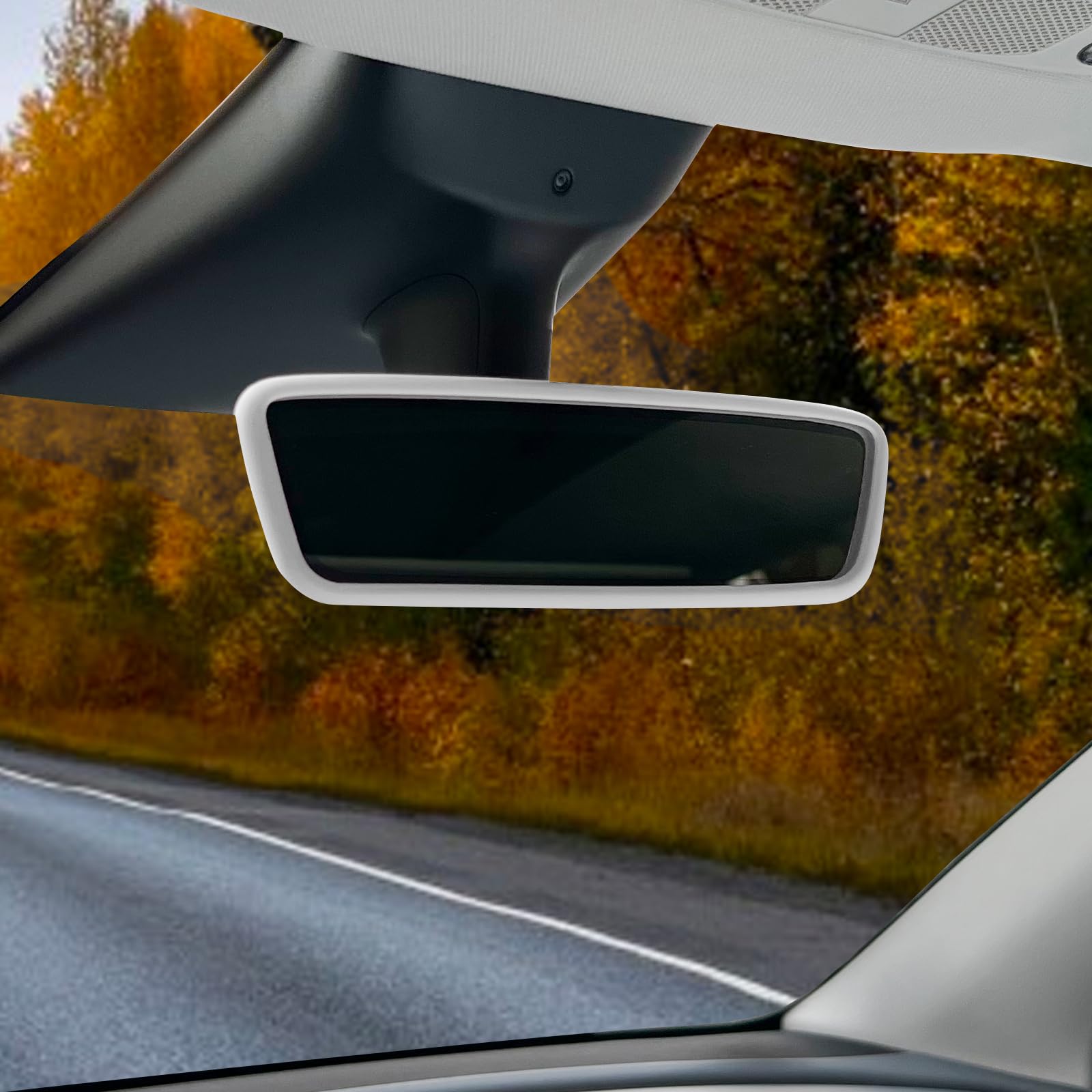 Silicone Rearview Mirror Protector Frame For Tesla Model 3/Y/X/S - Scratch Protection, Easy Snap-On (White) - View #4