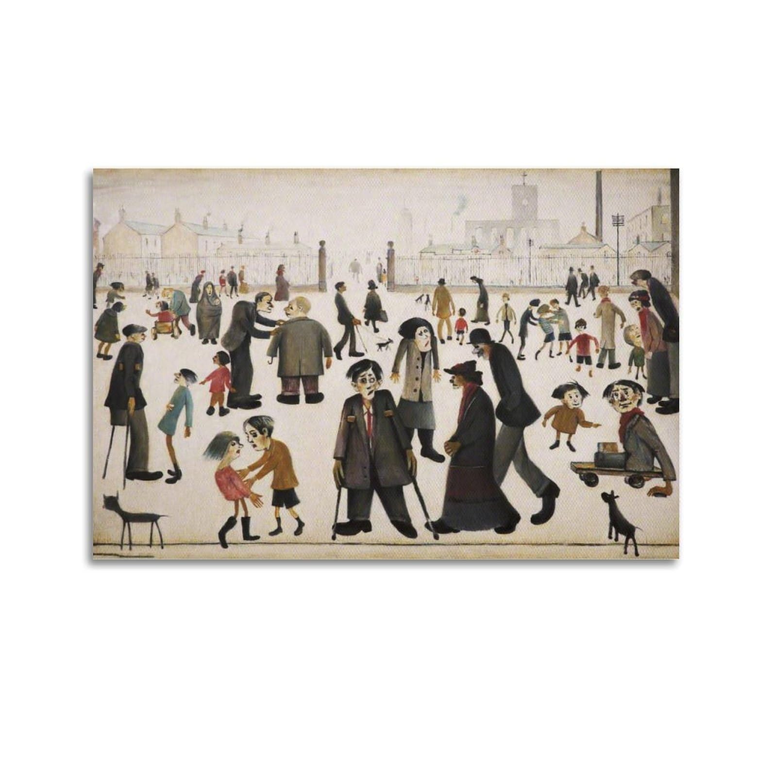 Kangzeng Unframe-Style L. S. Lowry Painter Works (The Cripples) Art Posters Wall Art Canvas Living Room Bedroom Decor Artworks 20X30inch(50X75cm)