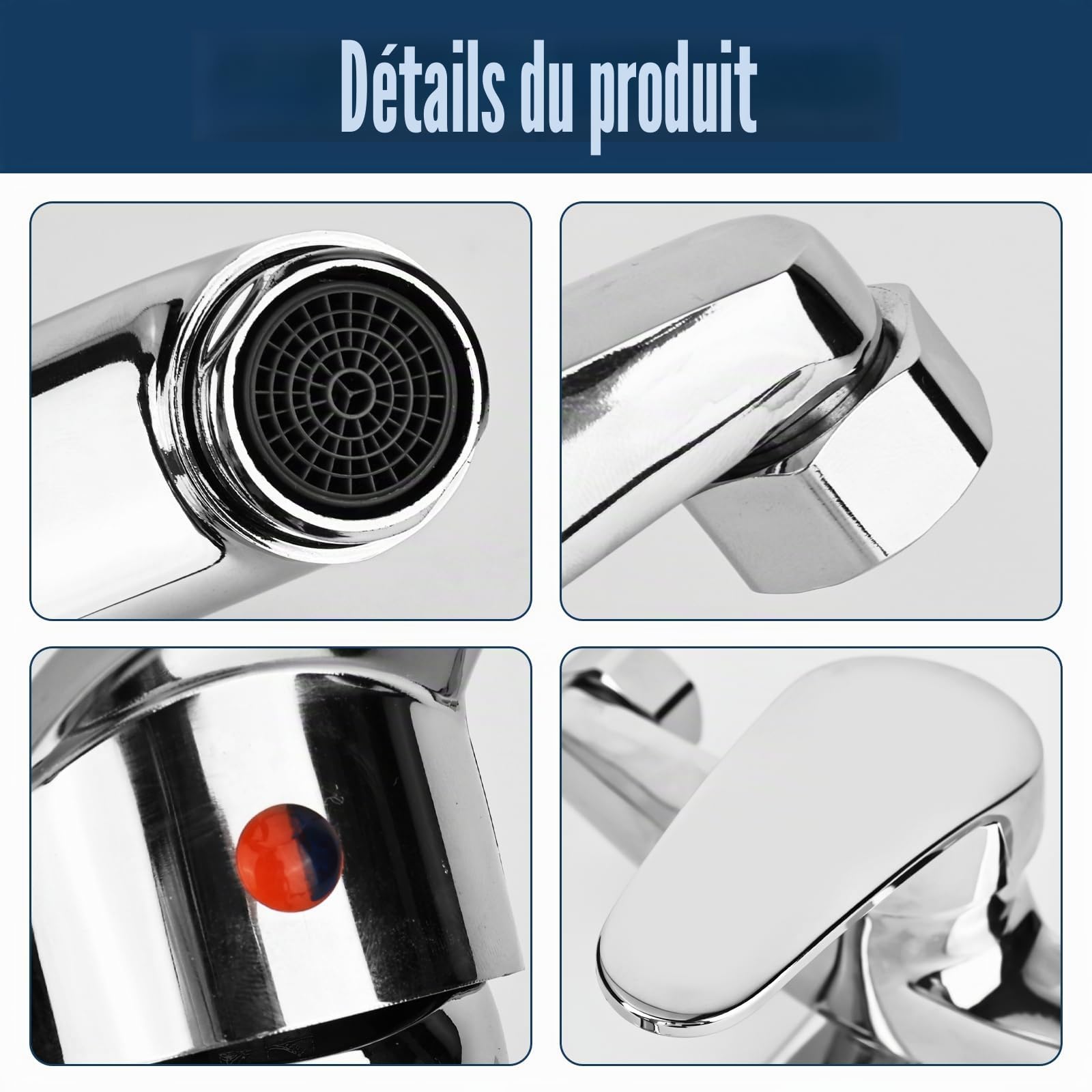 Robinet de cuisine rotatif 360° - Mural monocommande froid chaud - Mitigeur de cuisine lavabo