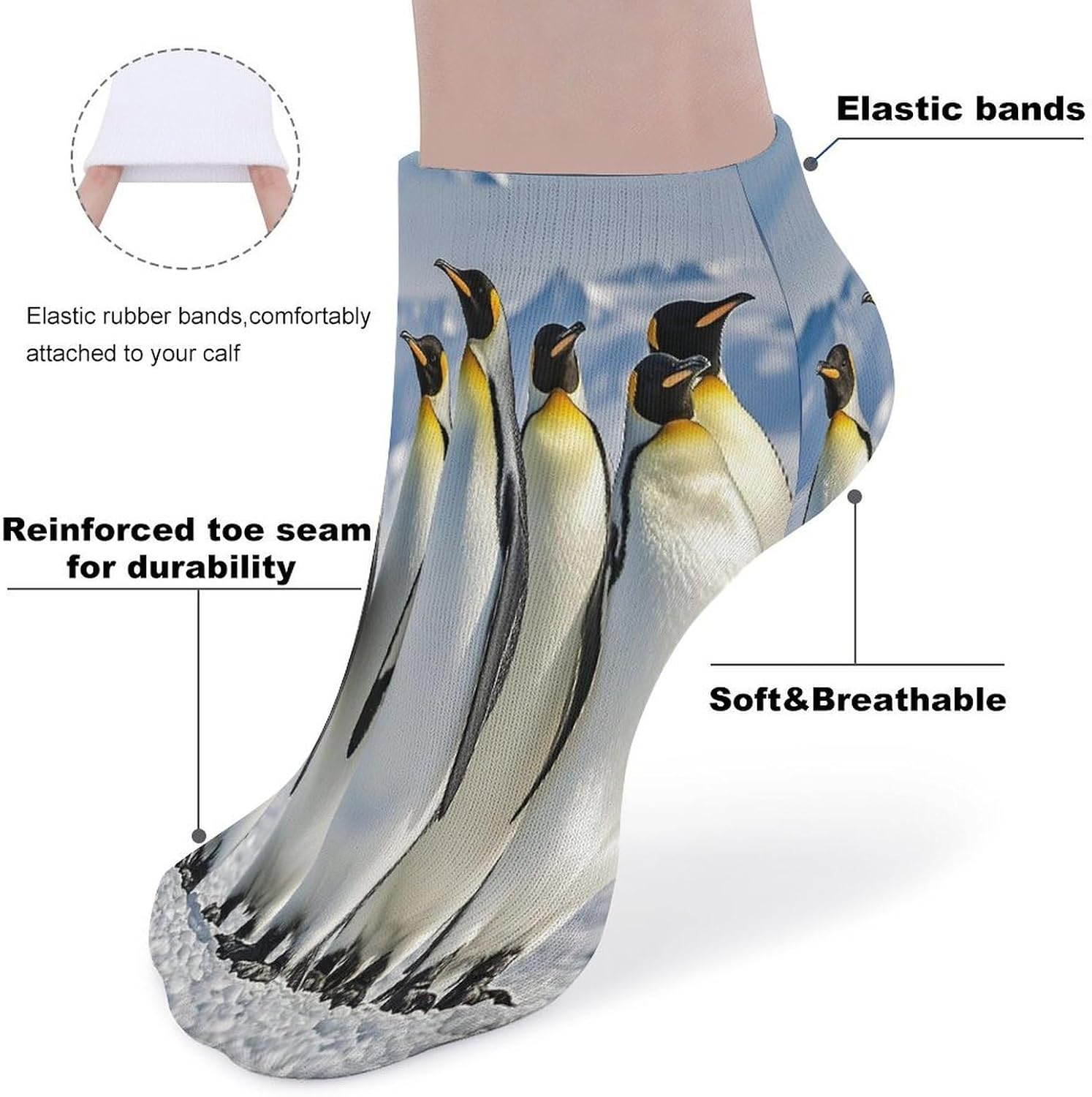 Five Penguins Ankle Sock-Low Cut Breathable,Basketball Socks for Men Women,Tube Socks for Work Sports