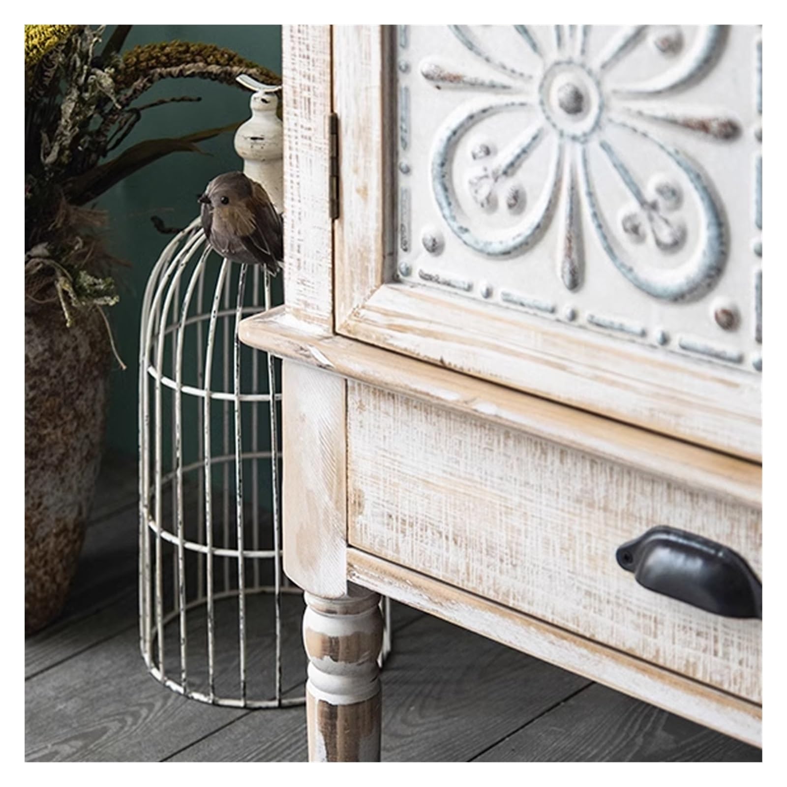 Buffet Massivholz Lagerschränke Eingangsschränke Flur Schränke Retro geschnitzt und abgenutzte Sideboards Wohnzimmer Wandschränke Aparadores Para Comedor