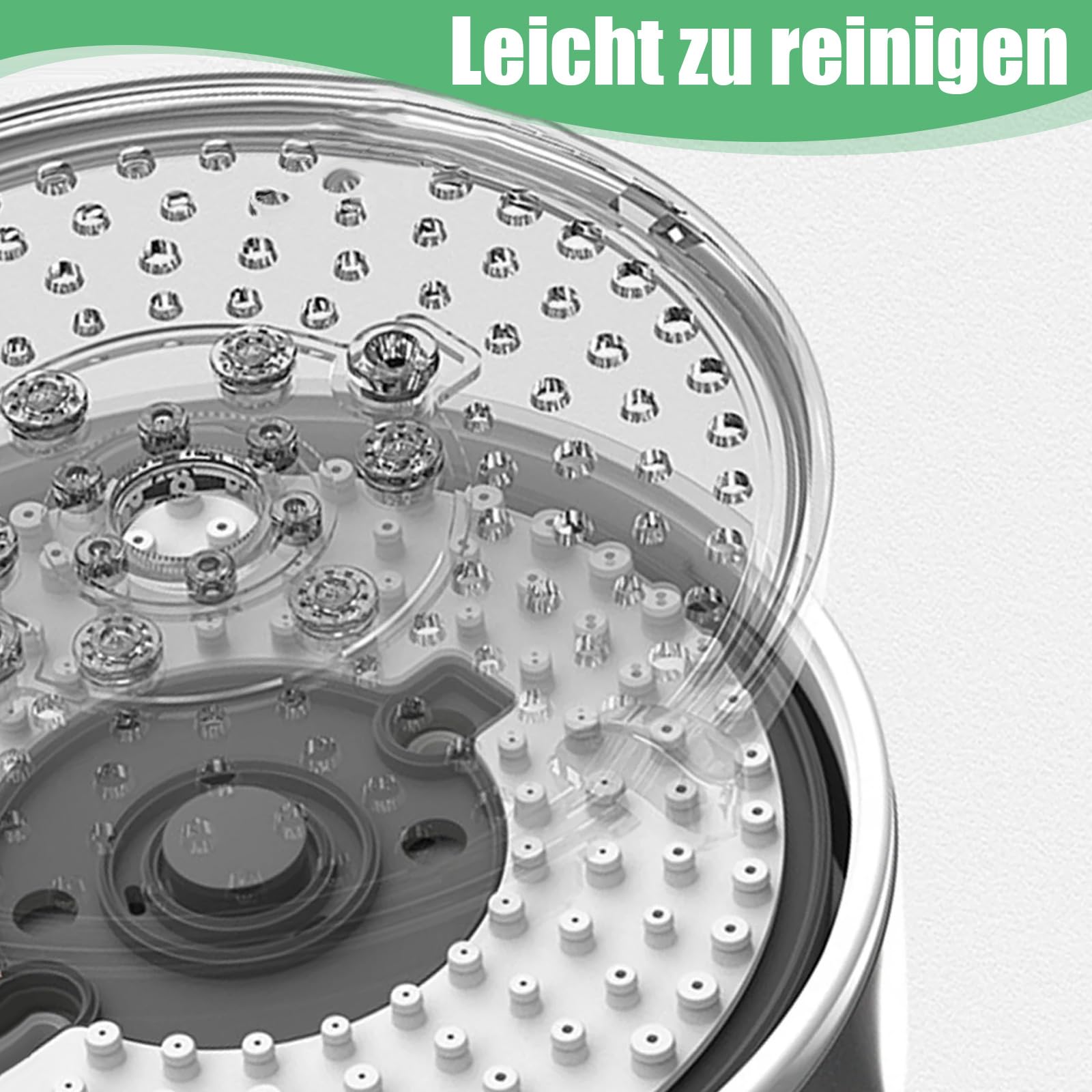 Soffione doccia ad alta pressione, soffione doccia ad alta pressione con tubo da 2 m, cromato 5 tipi di getto, soffione doccia con funzione anticalcare, per adulti e bambini, animali domestici, 12 cm