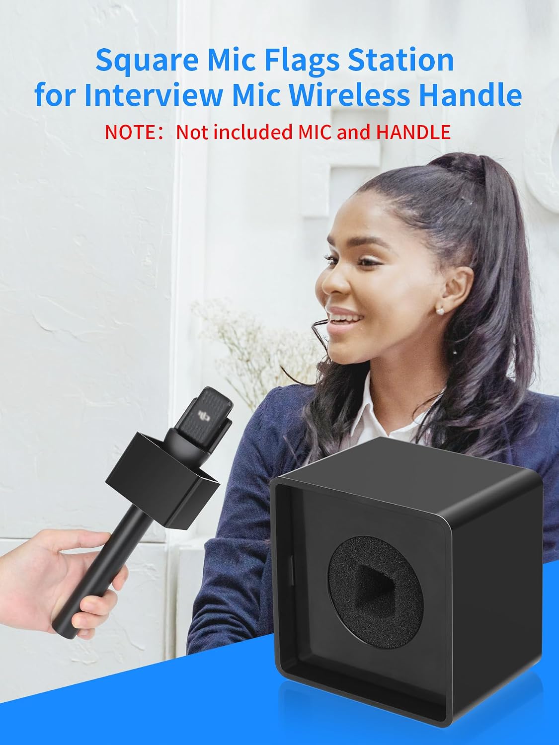 Square Cubic Flag - for DJI Mic 1/2, Rode Wireless GO/GO II/ME/PRO Handle Wireless Interview Microphone, ABS Foam Flag, Accessories, Black image 2