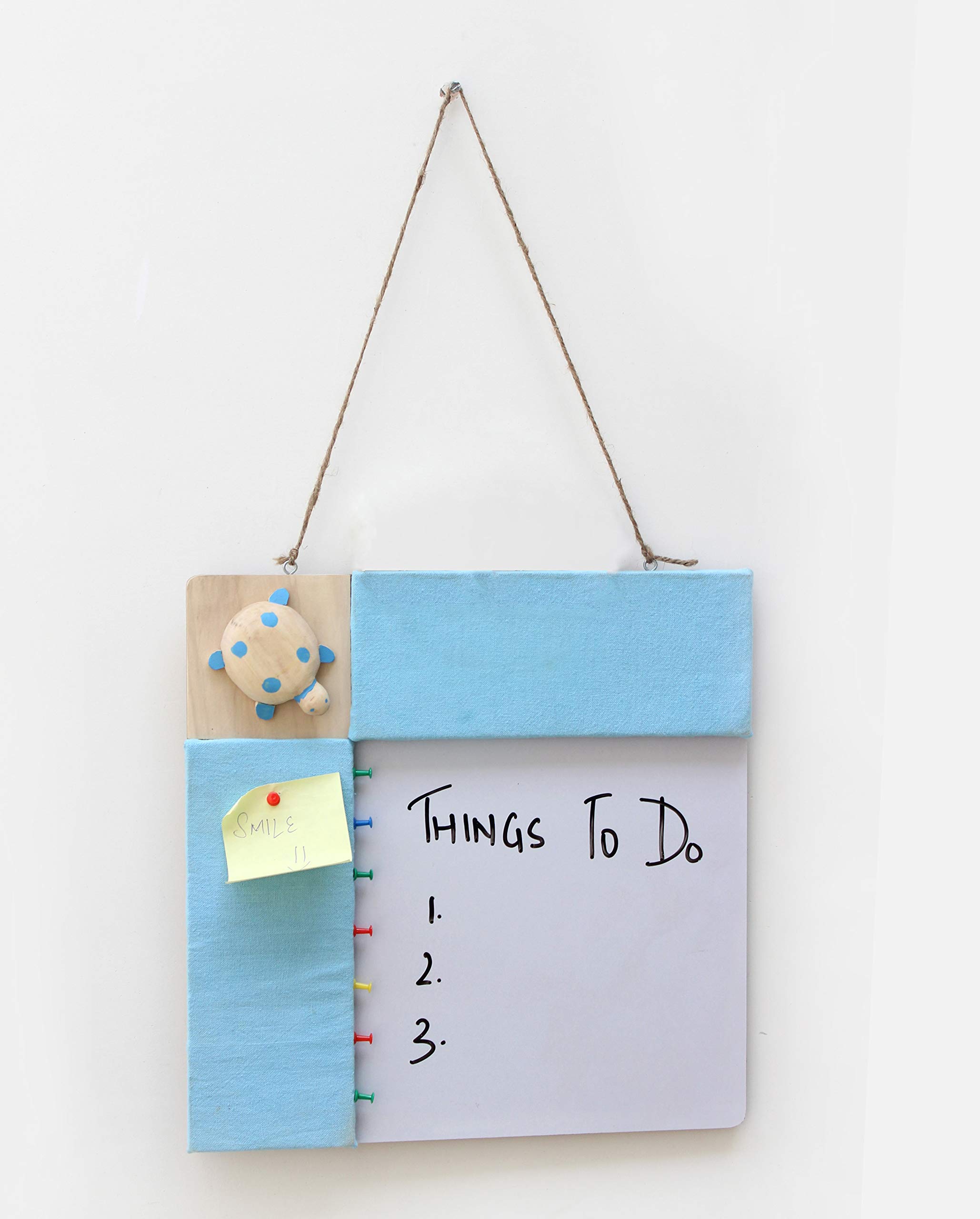IVEI Wood Combination Board with Pin Board & Whiteboard Best Gift for Home, Office, School | Office Wall Accessories | Utility Boards (Turtle - Blue)