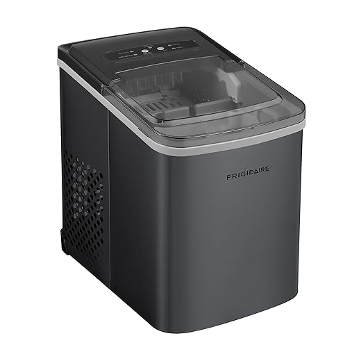 Frigidaire Countertop Portable, 26 lb per Day Bullet Ice Maker Machine (Black Stainless Steel)