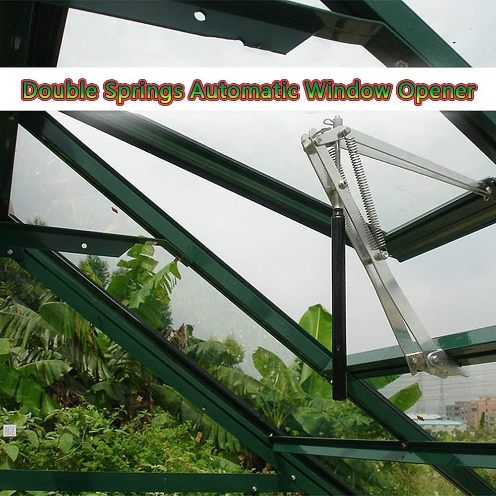 2 Pack Aluminum Greenhouse Automatic Window Opener, Solar Thermal Roof Window Opening Kit, Automatic Roof Vent Opener, Greenhouse Accessories (Double Spring)