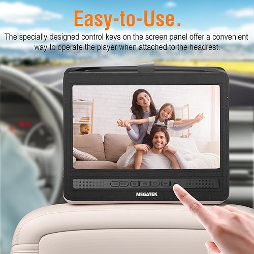 Miniatura 7 de MEGATEK Reproductor de DVD portátil de 12.5 pulgadas con pantalla de 10.5 pulgadas y auriculares, reproductor de DVD de coche para niños con soporte